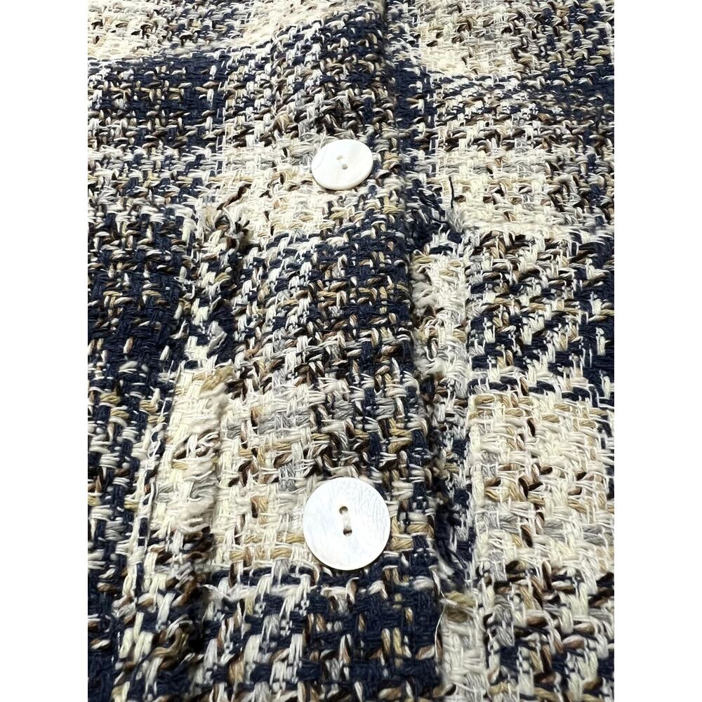 Blank NYC Once In A Lifetime Cropped Tweed Shacket Jacket Large Plaid Blue NWT - Picture 10 of 16